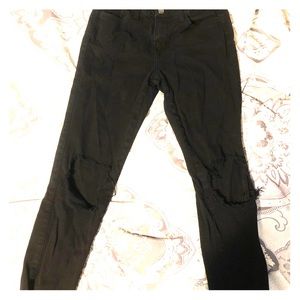 Black Destroyed High rise skinny jeans
